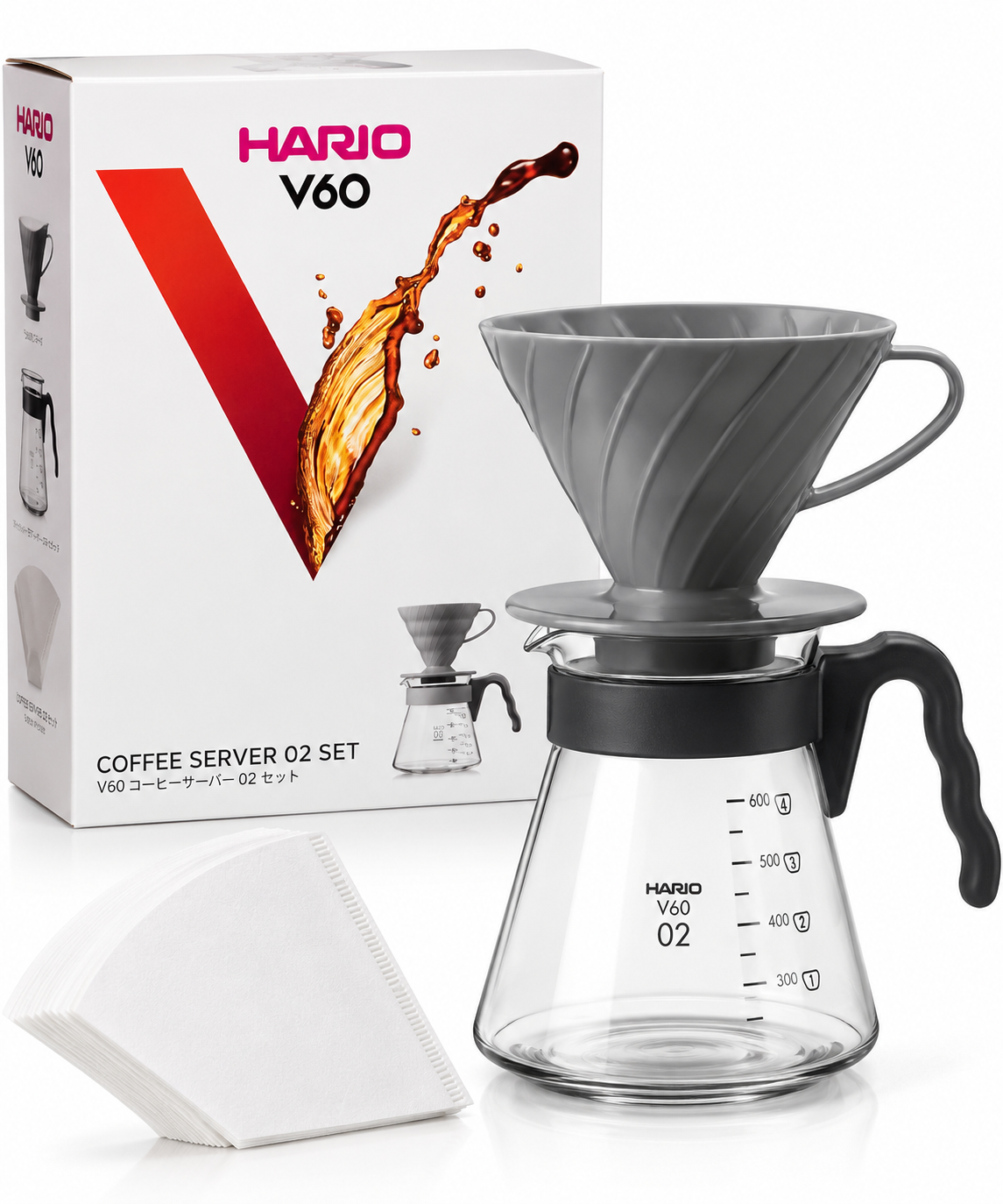 Hario V60 Pour-Over Coffee Brewing Set – Size 02