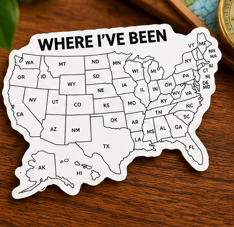 Where I've Been – USA Travel Map Sticker